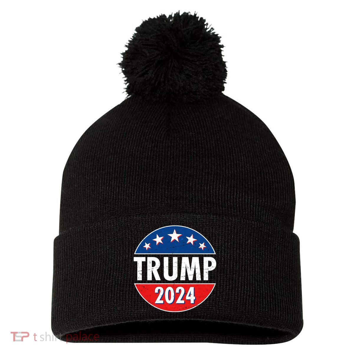 Trump 2024 Election Emblem Pom Pom 12in Knit Beanie