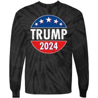 Trump 2024 Election Emblem Tie-Dye Long Sleeve Shirt