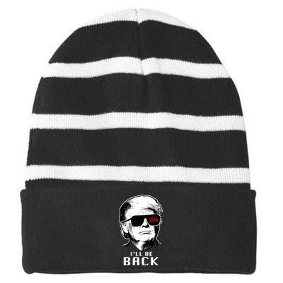 Trump 2024 I'll Be Back Striped Beanie with Solid Band