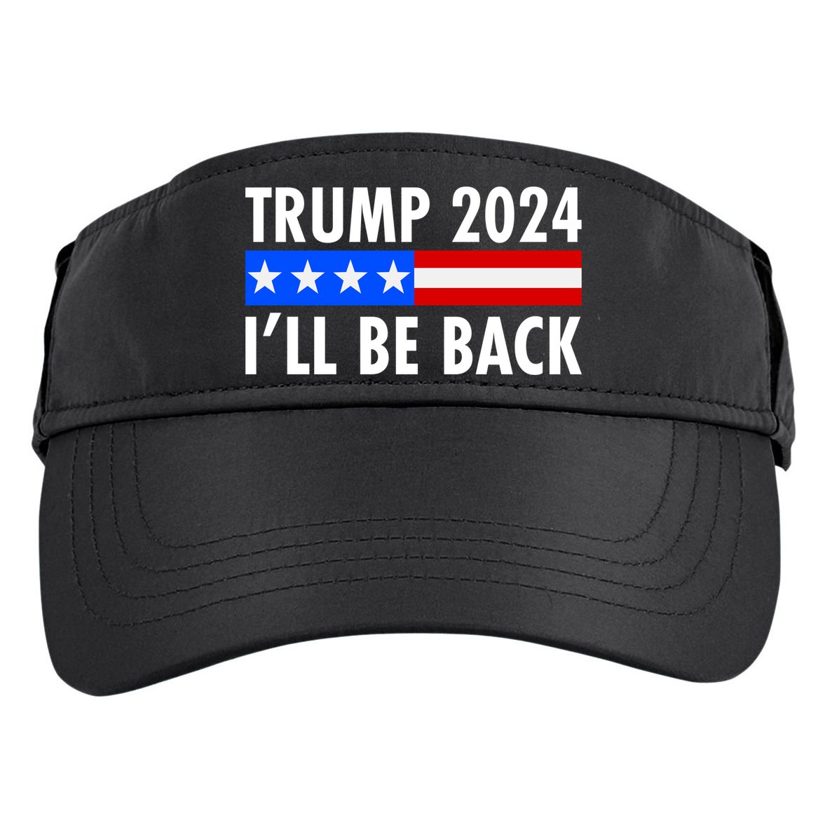 Trump 2024 I'll Be Back US Flag logo Adult Drive Performance Visor