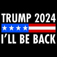 Trump 2024 I'll Be Back US Flag logo Drawstring Bag