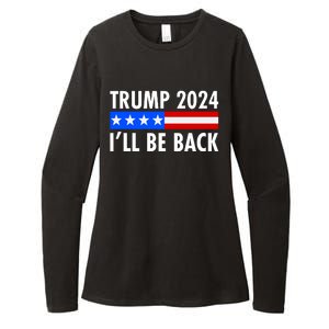 Trump 2024 I'll Be Back US Flag logo Womens CVC Long Sleeve Shirt