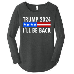 Trump 2024 I'll Be Back US Flag logo Women's Perfect Tri Tunic Long Sleeve Shirt