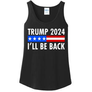 Trump 2024 I'll Be Back US Flag logo Ladies Essential Tank