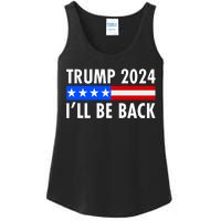 Trump 2024 I'll Be Back US Flag logo Ladies Essential Tank