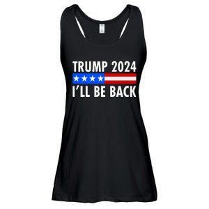 Trump 2024 I'll Be Back US Flag logo Ladies Essential Flowy Tank