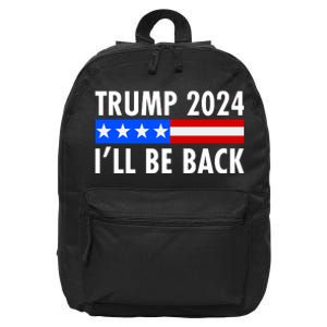 Trump 2024 I'll Be Back US Flag logo 16 in Basic Backpack