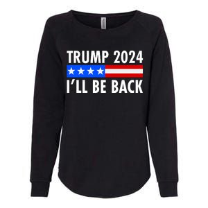 Trump 2024 I'll Be Back US Flag logo Womens California Wash Sweatshirt