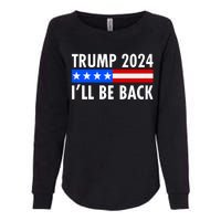 Trump 2024 I'll Be Back US Flag logo Womens California Wash Sweatshirt