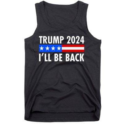 Trump 2024 I'll Be Back US Flag logo Tank Top