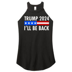 Trump 2024 I'll Be Back US Flag logo Women's Perfect Tri Rocker Tank