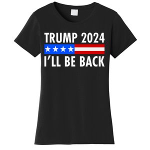 Trump 2024 I'll Be Back US Flag logo Women's T-Shirt