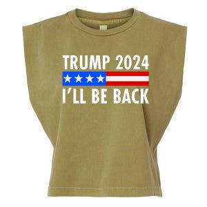 Trump 2024 I'll Be Back US Flag logo Garment-Dyed Women's Muscle Tee