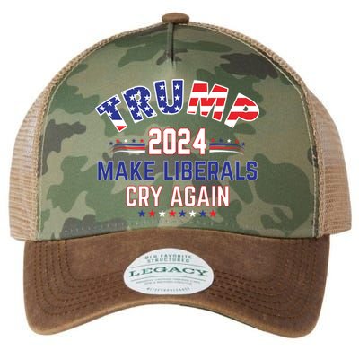 Trump 2024 Make Liberals Cry Again Legacy Tie Dye Trucker Hat