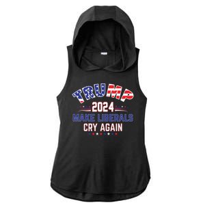 Trump 2024 Make Liberals Cry Again Ladies PosiCharge Tri-Blend Wicking Draft Hoodie Tank