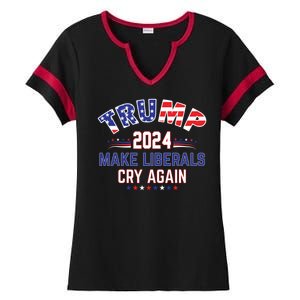 Trump 2024 Make Liberals Cry Again Ladies Halftime Notch Neck Tee