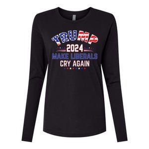 Trump 2024 Make Liberals Cry Again Womens Cotton Relaxed Long Sleeve T-Shirt