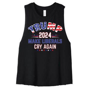 Trump 2024 Make Liberals Cry Again Women's Racerback Cropped Tank