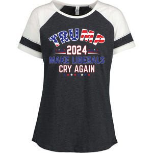 Trump 2024 Make Liberals Cry Again Enza Ladies Jersey Colorblock Tee