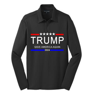 Trump 2024 Save America Silk Touch Performance Long Sleeve Polo