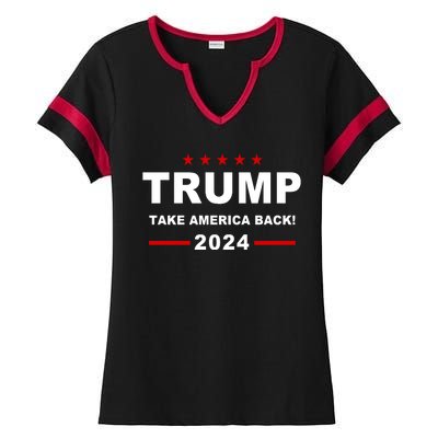 Trump 2024 Take America Back! Ladies Halftime Notch Neck Tee