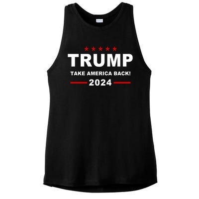 Trump 2024 Take America Back! Ladies PosiCharge Tri-Blend Wicking Tank