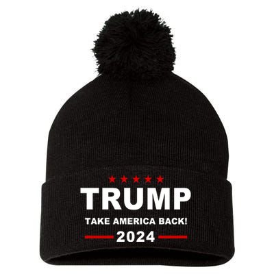 Trump 2024 Take America Back! Pom Pom 12in Knit Beanie