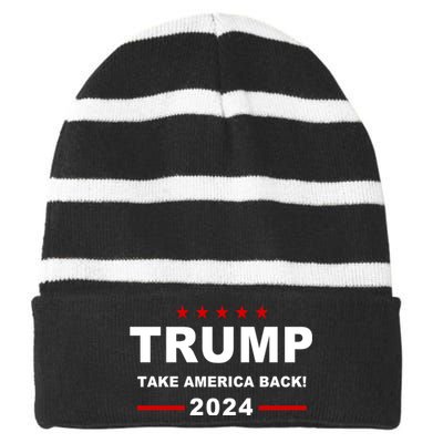 Trump 2024 Take America Back! Striped Beanie with Solid Band