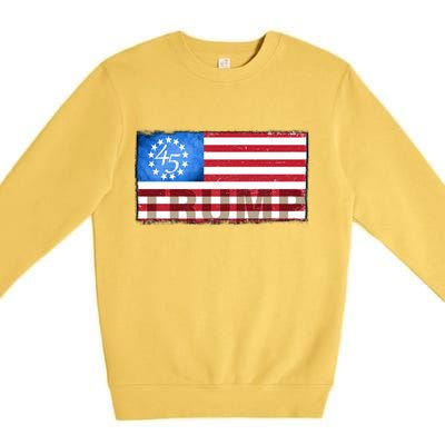 Trump 45 Betsy Ross 13 Original Colonies Flag Premium Crewneck Sweatshirt