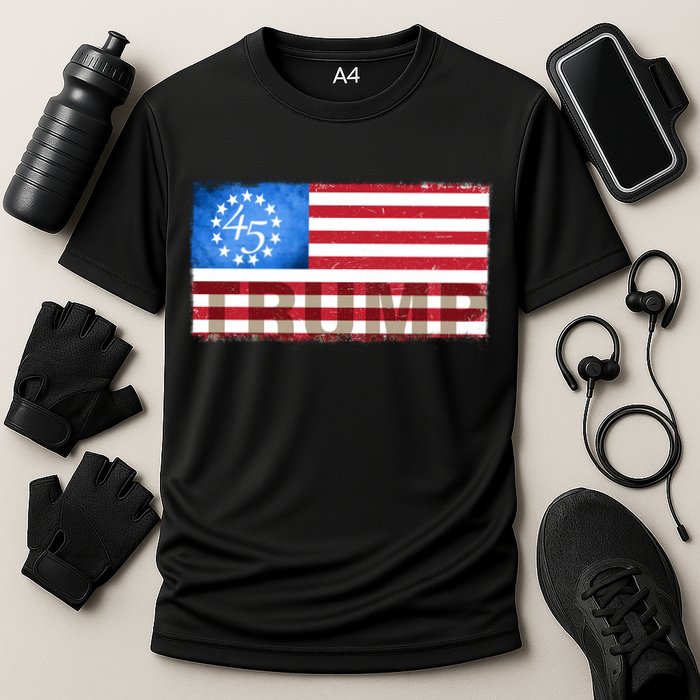 Trump 45 Betsy Ross 13 Original Colonies Flag Cooling Performance Crew T-Shirt