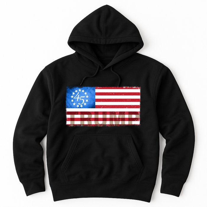 Trump 45 Betsy Ross 13 Original Colonies Flag Hoodie