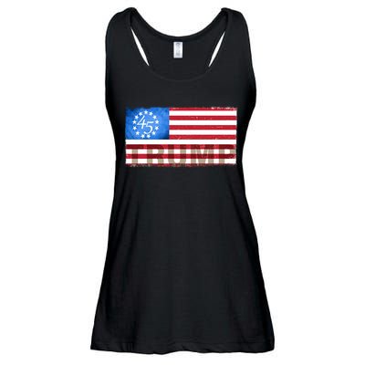 Trump 45 Betsy Ross 13 Original Colonies Flag Ladies Essential Flowy Tank