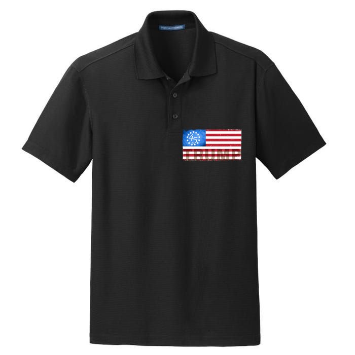 Trump 45 Betsy Ross 13 Original Colonies Flag Dry Zone Grid Polo