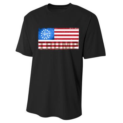 Trump 45 Betsy Ross 13 Original Colonies Flag Performance Sprint T-Shirt