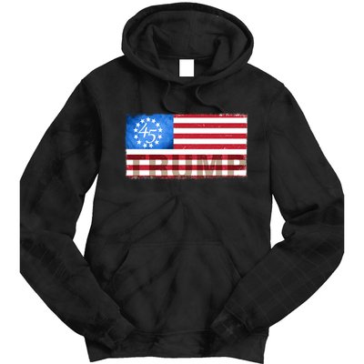 Trump 45 Betsy Ross 13 Original Colonies Flag Tie Dye Hoodie