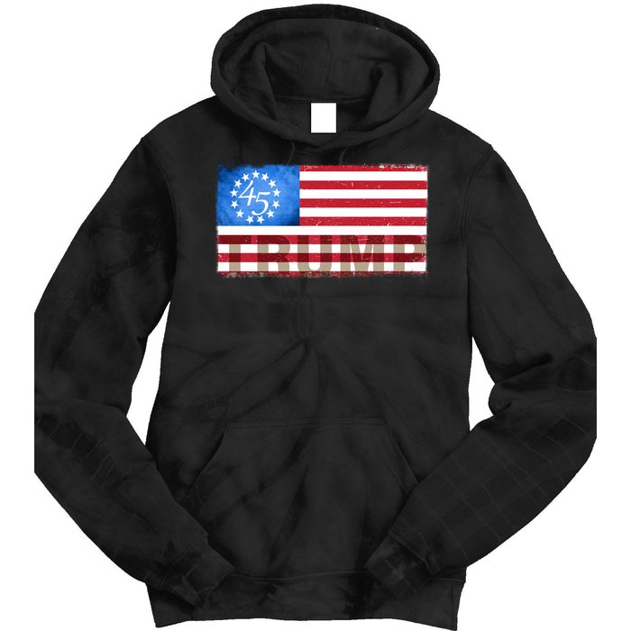 Trump 45 Betsy Ross 13 Original Colonies Flag Tie Dye Hoodie