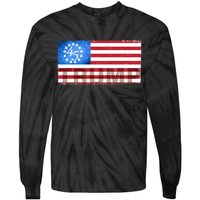 Trump 45 Betsy Ross 13 Original Colonies Flag Tie-Dye Long Sleeve Shirt