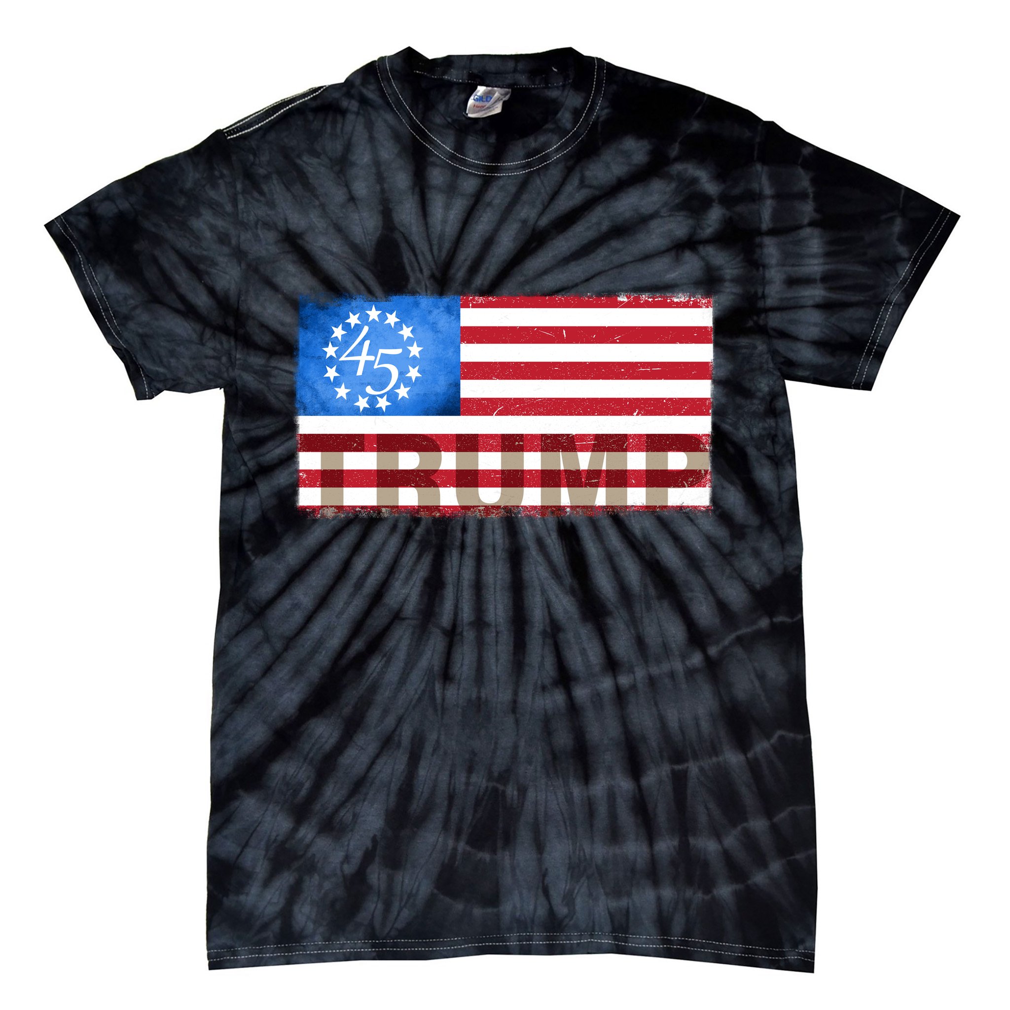 Trump 45 Betsy Ross 13 Original Colonies Flag Tie-Dye T-Shirt