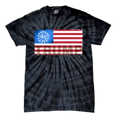 Trump 45 Betsy Ross 13 Original Colonies Flag Tie-Dye T-Shirt