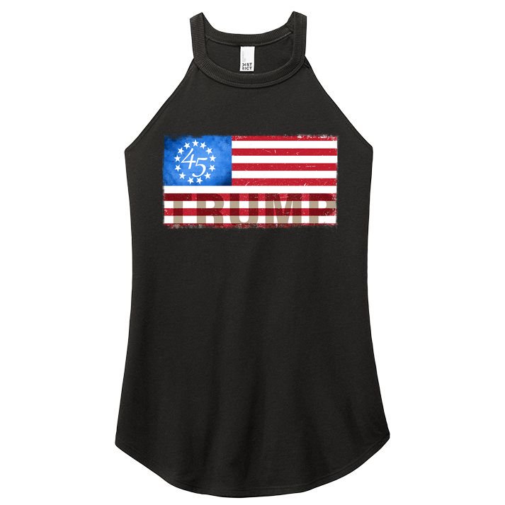 Trump 45 Betsy Ross 13 Original Colonies Flag Women's Perfect Tri Rocker Tank