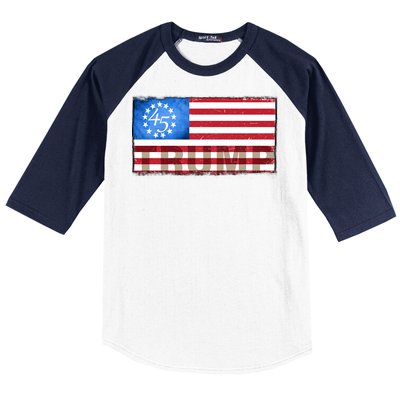 Trump 45 Betsy Ross 13 Original Colonies Flag Baseball Sleeve Shirt