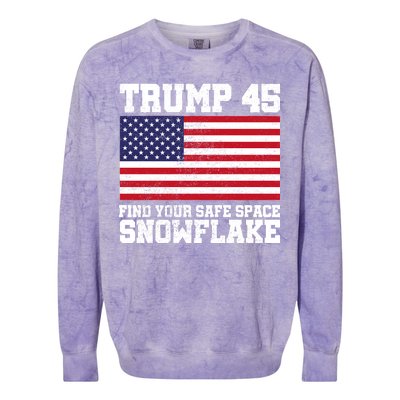 Trump 45 Find Your Safe Place Snowflake Colorblast Crewneck Sweatshirt