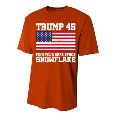 Trump 45 Find Your Safe Place Snowflake Performance Sprint T-Shirt