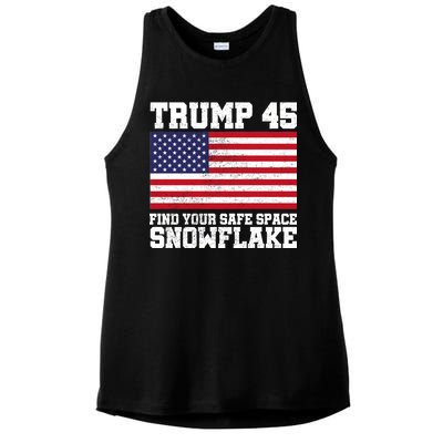 Trump 45 Find Your Safe Place Snowflake Ladies PosiCharge Tri-Blend Wicking Tank