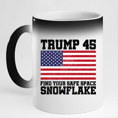 Trump 45 Find Your Safe Place Snowflake 11oz Black Color Changing Mug