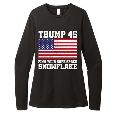 Trump 45 Find Your Safe Place Snowflake Womens CVC Long Sleeve Shirt