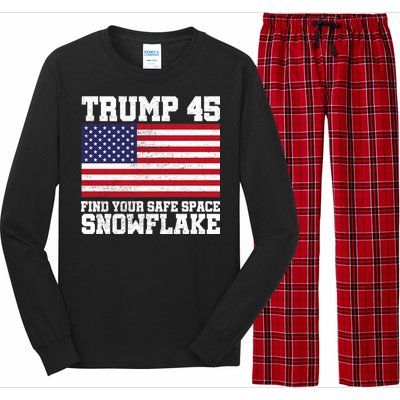 Trump 45 Find Your Safe Place Snowflake Long Sleeve Pajama Set