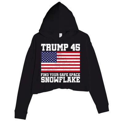 Trump 45 Find Your Safe Place Snowflake Crop Fleece Hoodie