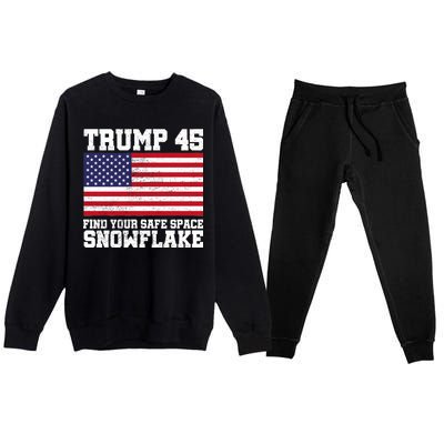 Trump 45 Find Your Safe Place Snowflake Premium Crewneck Sweatsuit Set