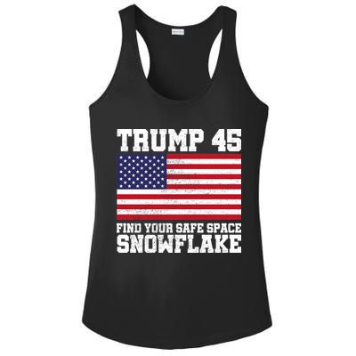 Trump 45 Find Your Safe Place Snowflake Ladies PosiCharge Competitor Racerback Tank